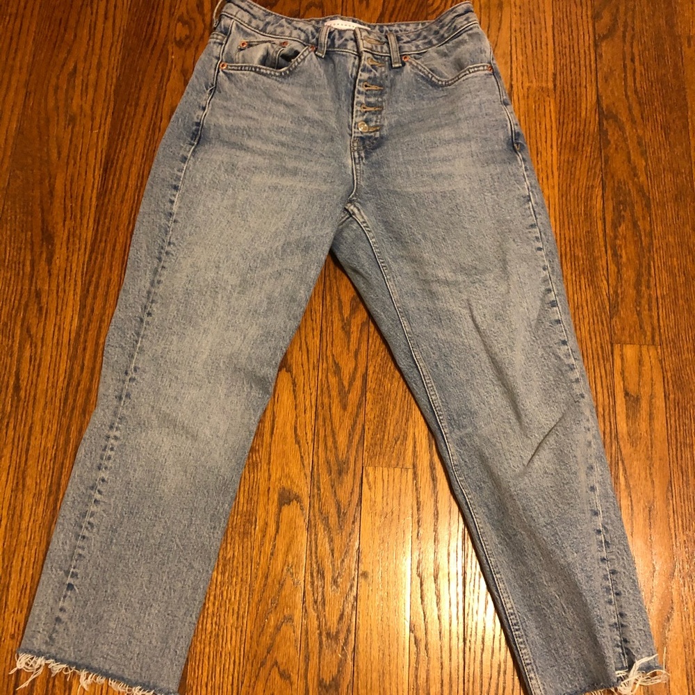 Topshop high waist button fly straight leg jeans